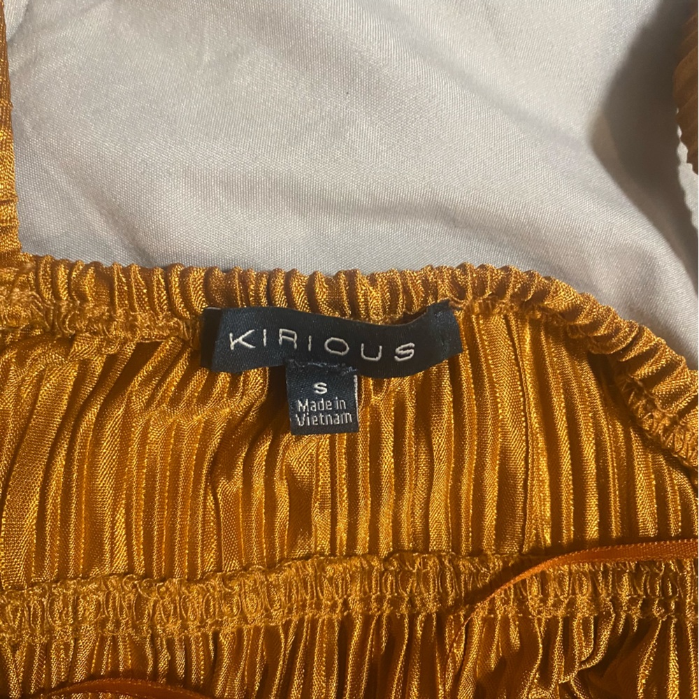 Elegant Copper Pleated Dress - Picture 3 of 7